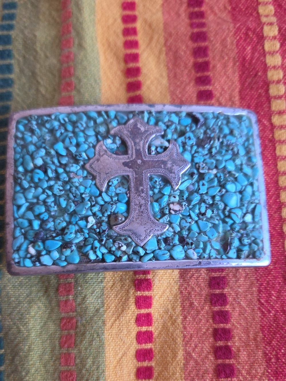 Turquoise Stone Cross Belt Buckle for Men